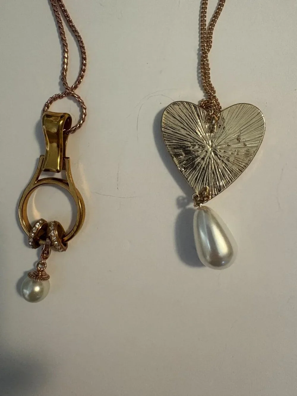 Lot of 2 Necklaces w/Pearl on Pendant